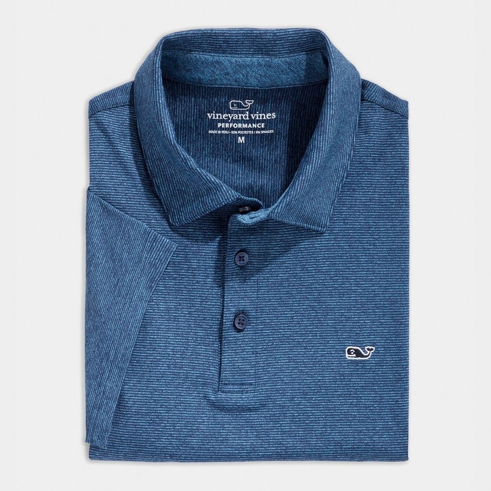 NWT Vineyard Vines Destin Strip Sankaty Perf. Polo